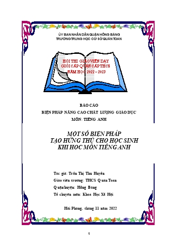Báo cáo Biện pháp Một số biện pháp tạo hứng thú cho học sinh khi học môn Tiếng Anh