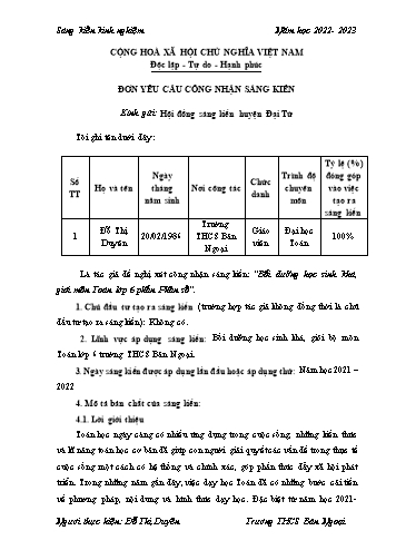 Sáng kiến kinh nghiệm Bồi dưỡng học sinh khá, giỏi môn Toán Lớp 6 phần Phân số