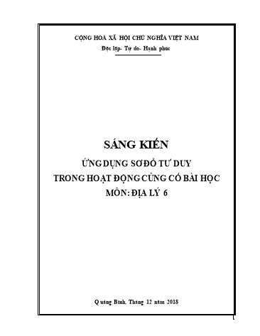 Sáng kiến kinh nghiệm Ứng dụng sơ đồ tư duy trong hoạt động củng cố bài học môn Địa lý 6