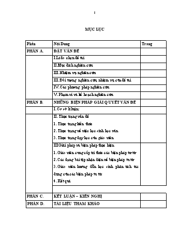 SKKN Một số thao tác dạy học giúp học sinh có kĩ năng phân tích tác dụng của các biện pháp tu từ nghệ thuật trong bộ môn Ngữ văn Lớp 6