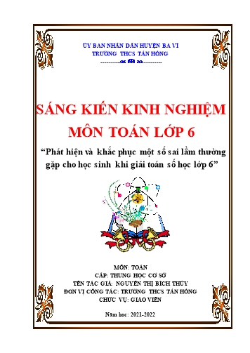 SKKN Phát hiện và khắc phục một số sai lầm thường gặp cho học sinh khi giải Toán số học Lớp 6