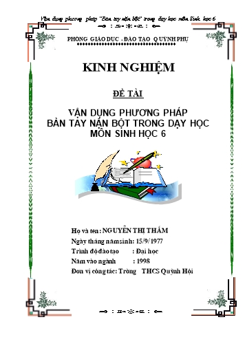 SKKN Vận dụng phương pháp bàn tay nặn bột trong dạy học môn Sinh học 6