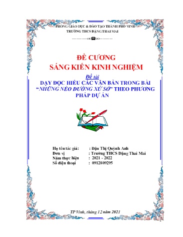 Đề cương SKKN Dạy đọc hiểu các văn bản trong bài Những nẻo đường xứ sở theo phương pháp dự án