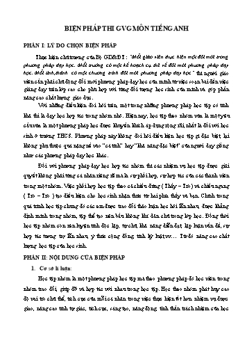 Sáng kiến kinh nghiệm Biện pháp thi giáo viên giỏi môn Tiếng Anh