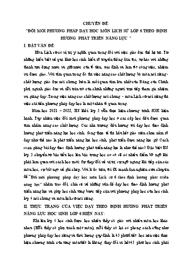 Sáng kiến kinh nghiệm Đổi mới phương pháp dạy học môn Lịch sử Lớp 6 theo định hướng phát triển năng lực