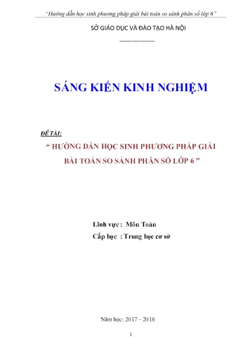 Sáng kiến kinh nghiệm Hướng dẫn học sinh phương pháp giải bài toán so sánh phân số Lớp 6