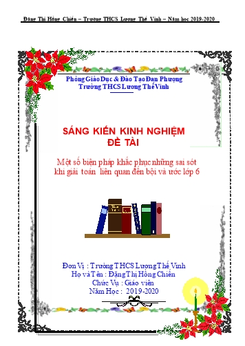 Sáng kiến kinh nghiệm Một số biện pháp khắc phục những sai sót khi giải toán liên quan đến bội và ước Lớp 6 - Đặng Thị Hồng Chiến