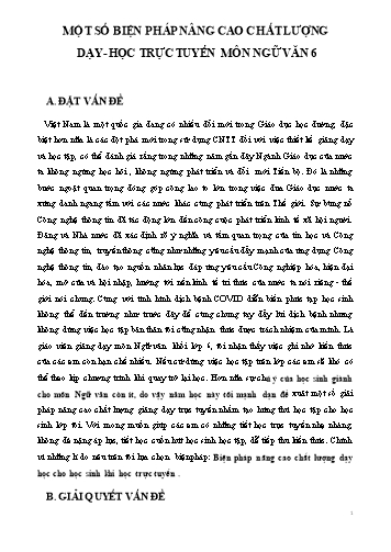 Sáng kiến kinh nghiệm Một số biện pháp nâng cao chất lượng dạy, học trực tuyến môn Ngữ văn 6
