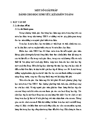 Sáng kiến kinh nghiệm Một số giải pháp dành cho học sinh yếu, kém môn Toán 6