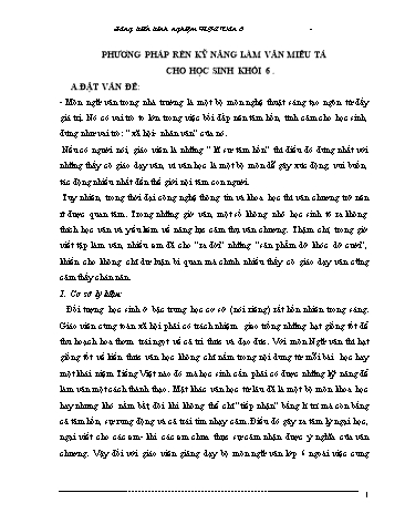 Sáng kiến kinh nghiệm Phương pháp rèn kỹ năng làm văn miêu tả cho học sinh Khối 6