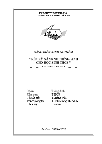 Sáng kiến kinh nghiệm Rèn kỹ năng nói tiếng Anh cho học sinh THCS