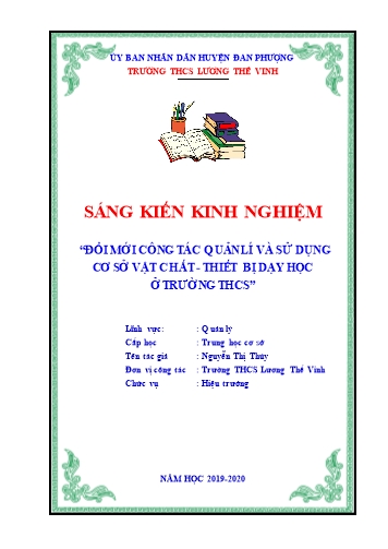 SKKN Đổi mới công tác quản lí và sử dụng cơ sở vật chất, thiết bị dạy học ở trường THCS