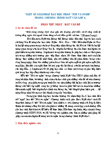 SKKN Một số giải pháp dạy học phần Nói và nghe trong chương trình Ngữ văn Lớp 6