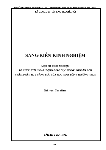 SKKN Một số kinh nghiệm tổ chức tiết hoạt động giáo dục ngoài giờ lên lớp nhằm phát huy năng lực của học sinh Lớp 6 trường THCS