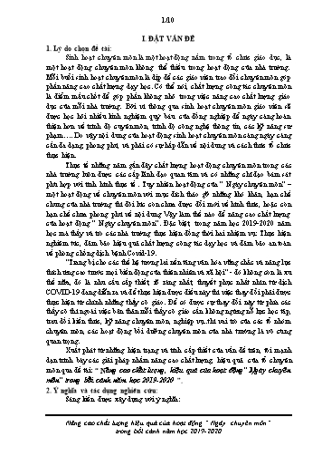 SKKN Nâng cao chất lượng, hiệu quả của hoạt động Ngày chuyên môn trong bối cảnh năm học 2019-2020