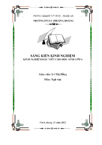 Đề cương Sáng kiến Kinh nghiệm dạy viết cho học sinh Lớp 6