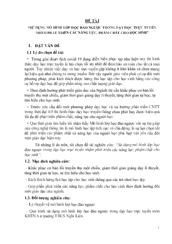 Đề cương SKKN Sử dụng mô hình lớp học đảo ngược trong dạy học trực tuyến nhằm phát triển các năng lực, phẩm chất cho học sinh